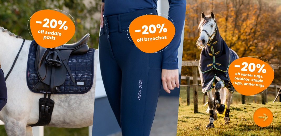 20% breeches, saddle pads, rugs