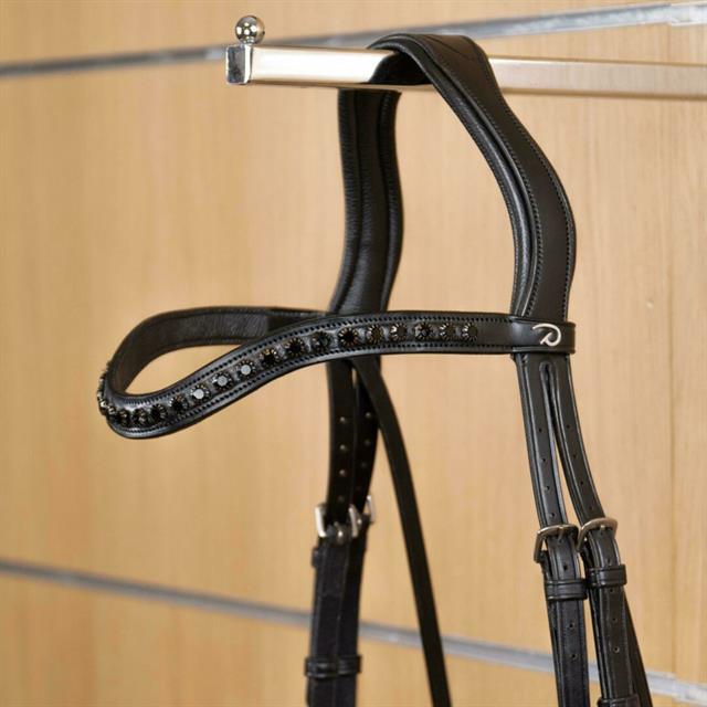 Browband Black Swarovski V-Shaped New English Collection Dy'on Black