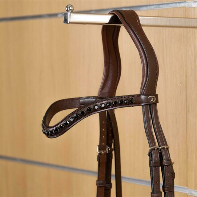 Browband Black Swarovski V-Shaped New English Collection Dy'on Brown
