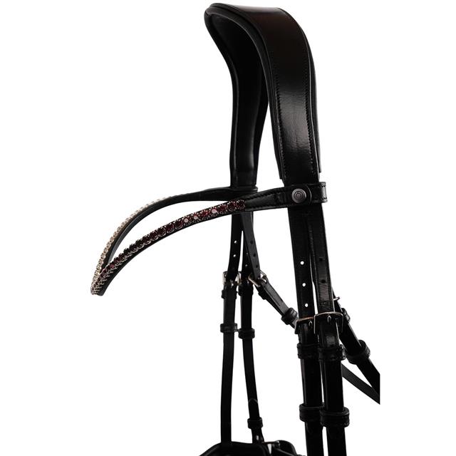 Browband Montar Fair Black-Dark Red
