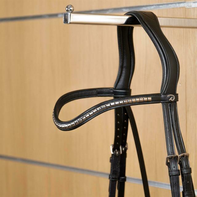 Browband Silver Clincher V-Shaped New English Collection Dy'on Black