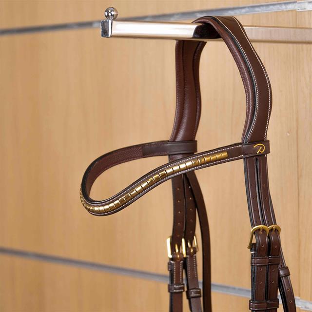 Browband V-Form mit Messingbeschlägen D Collection Dy'on Brown