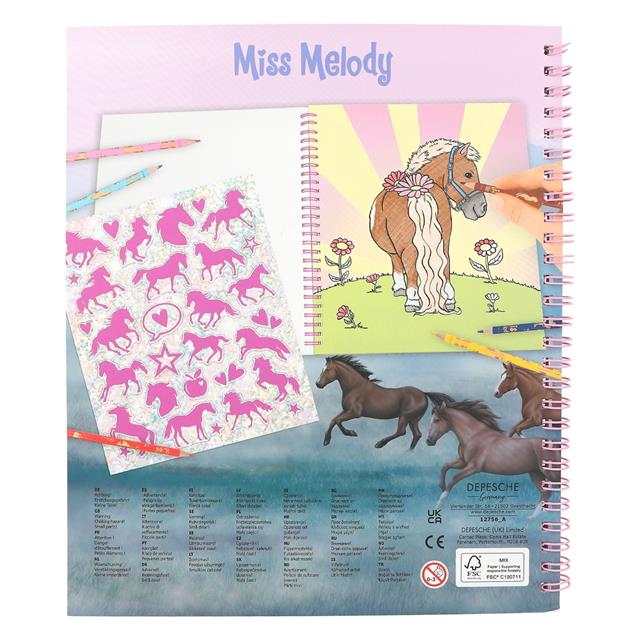 Coloring book Miss Melody with glitter Multicolour