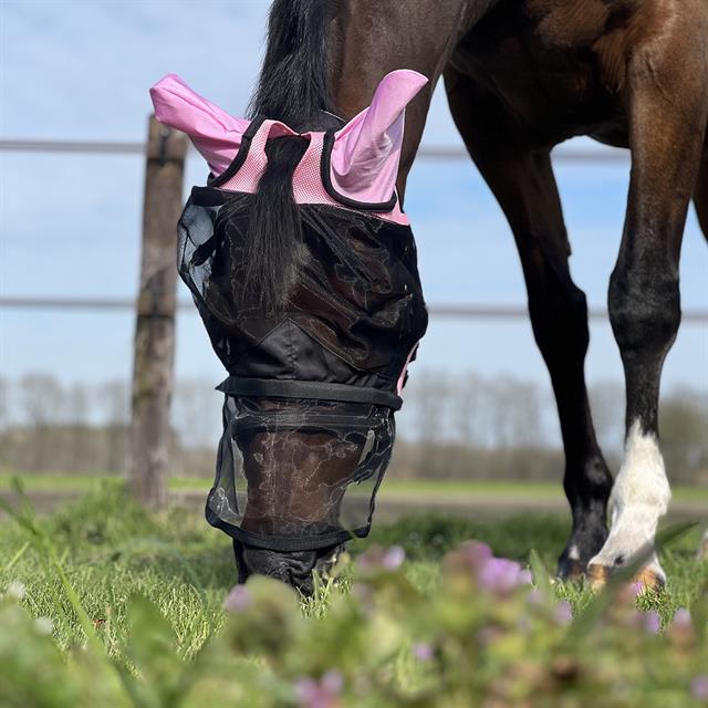 Fly Mask Horsegear Detachable Nose Net Pink