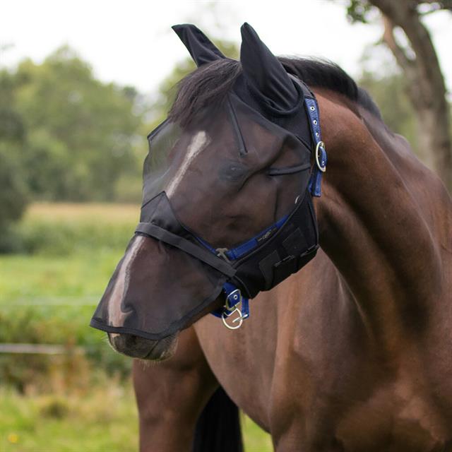 Fly Mask QHP With Detachable Nose Flap Black