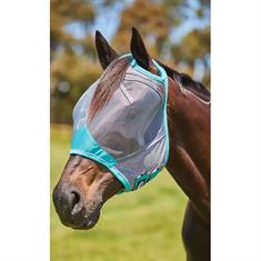 Fly Mask WeatherBeeta ComFiTec Deluxe Fine Mesh Grey-Turquoise