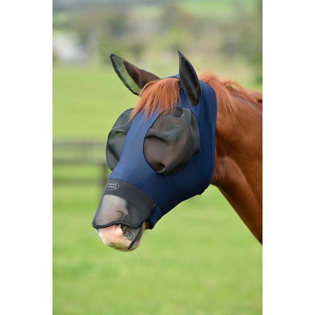 Fly Mask WeatherBeeta ComFiTec Luxe Bug Eye with Ears & Nose Dark Blue-Black