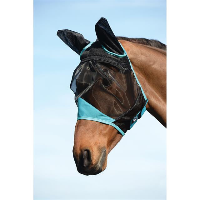 Fly Mask WeatherBeeta ComFiTec With Ears Black-Turquoise