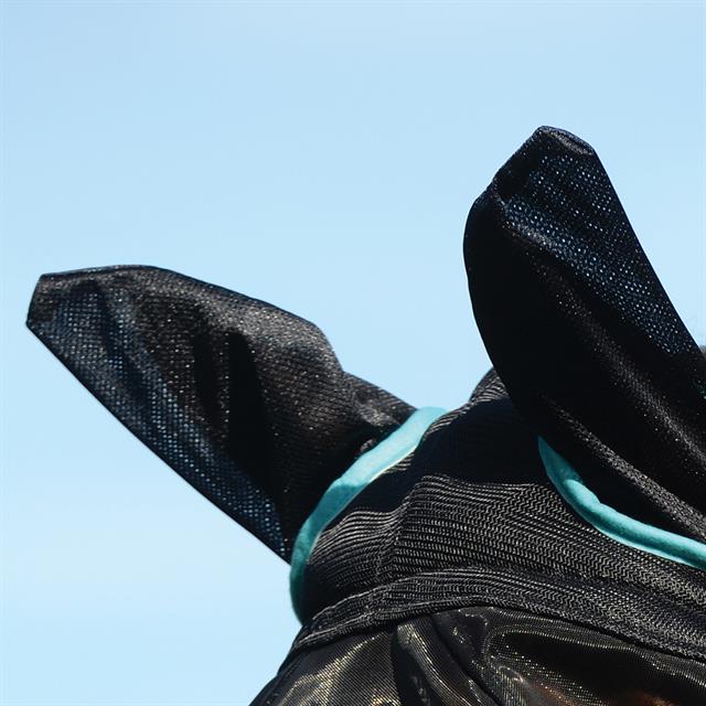 Fly Mask WeatherBeeta ComFiTec With Ears Black-Turquoise