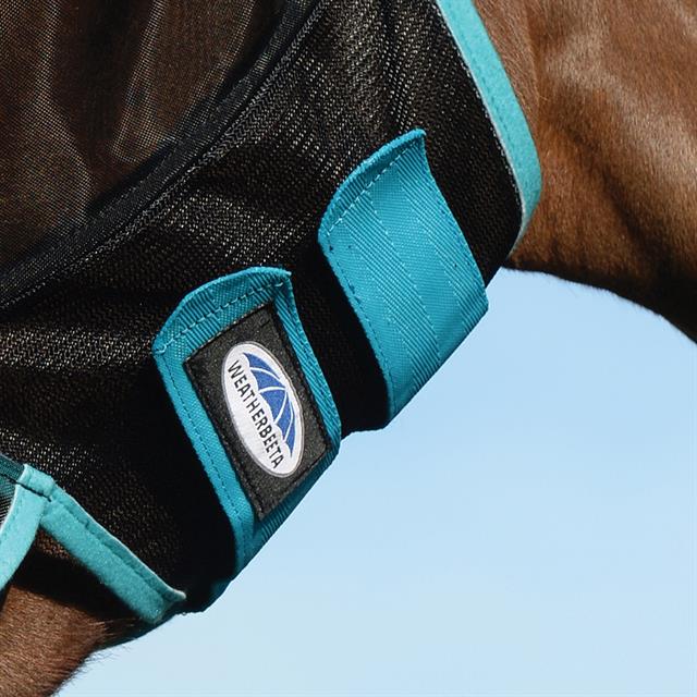 Fly Mask WeatherBeeta ComFiTec With Ears Black-Turquoise