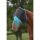Fly Mask WeatherBeeta Deluxe Fine Ears&Fringe Black-Turquoise