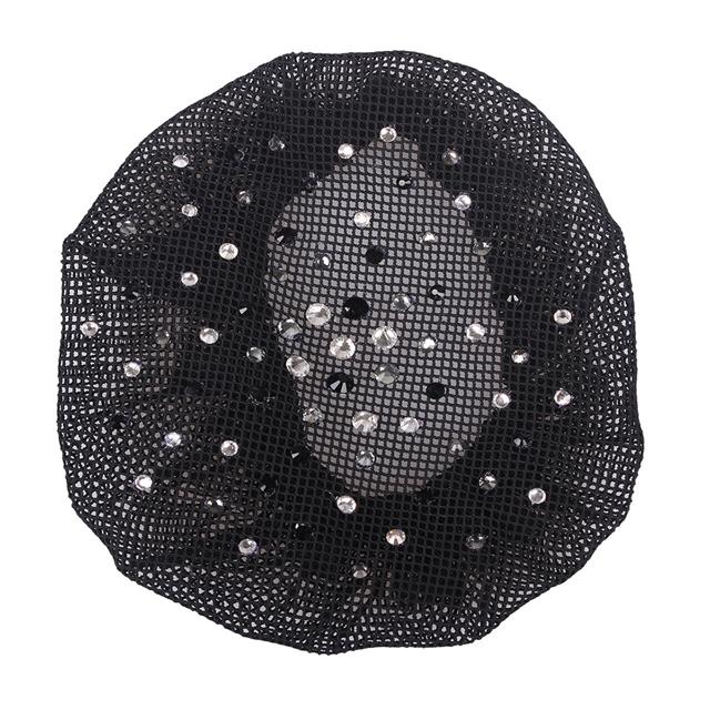 Hair Net QHP Rhinestone Black-Silver