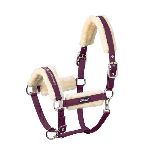 Halter Eskadron Double Pin Buckle FauxFur Dark Red