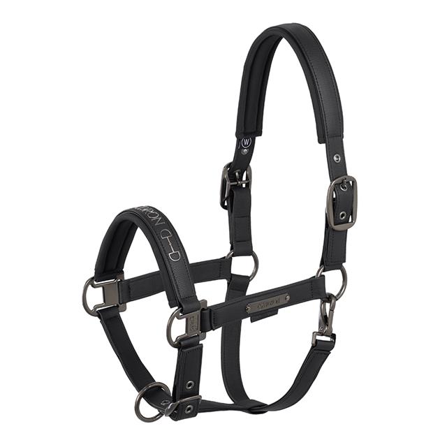 Halter Eskadron Platinum Faux Leather Double Pin Black
