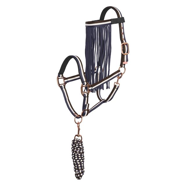 Halter Imperial Riding with Fly Fringe Dark Blue-Mixed