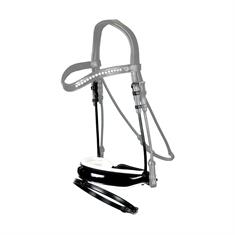 Noseband Dy'on Patent Large Round-Stitched White Dressage Collection Black