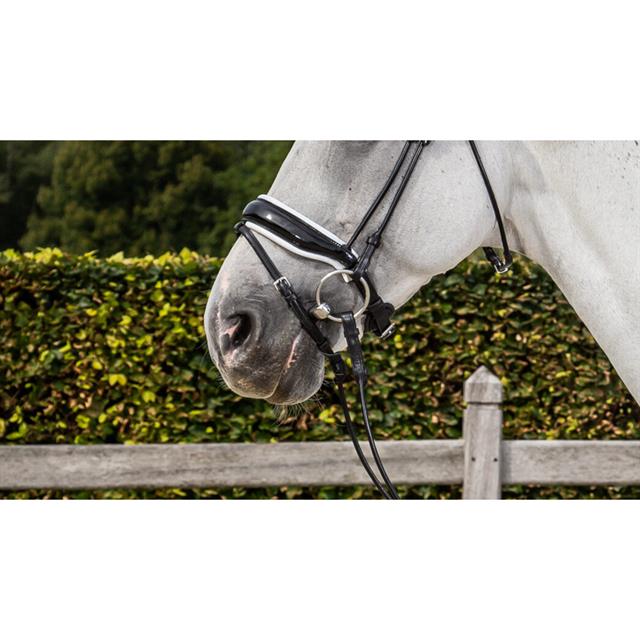 Noseband Dy'on Patent Large Round-Stitched White Dressage Collection Black