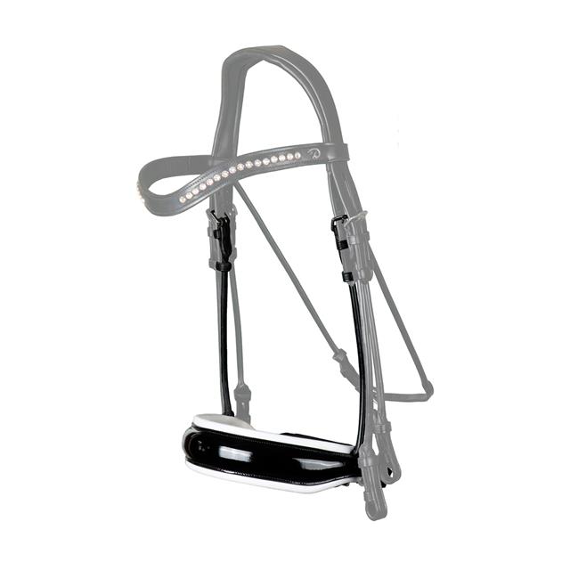 Noseband Dy'on Patent Large S&T Round-Stitched White Dressage Collection Black
