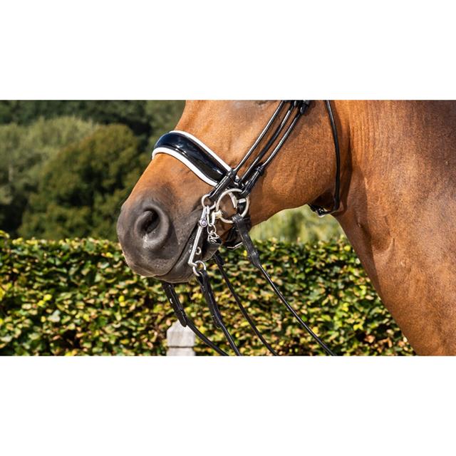 Noseband Dy'on Patent Large S&T Round-Stitched White Dressage Collection Black