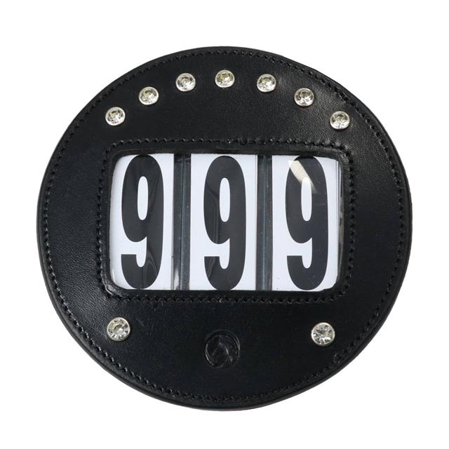 Number Holder Horsegear Round Strass Black-Silver