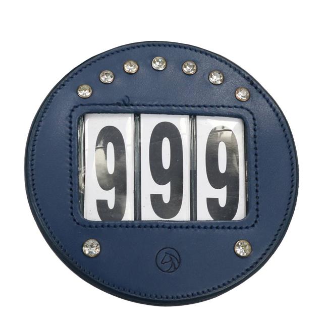 Number Holder Horsegear Round Strass Dark Blue-Silver