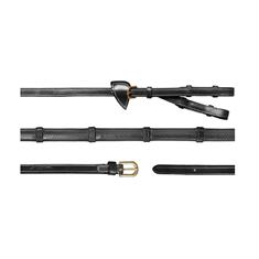 Reins D Collection by Dy'on Pelham 1/2 Rubber With Stops Black