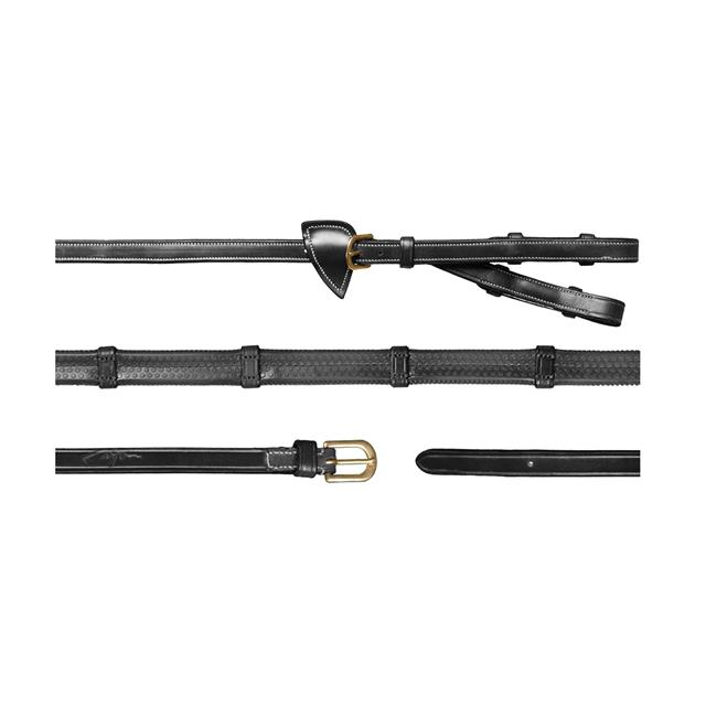 Reins D Collection by Dy'on Pelham 1/2 Rubber With Stops Black