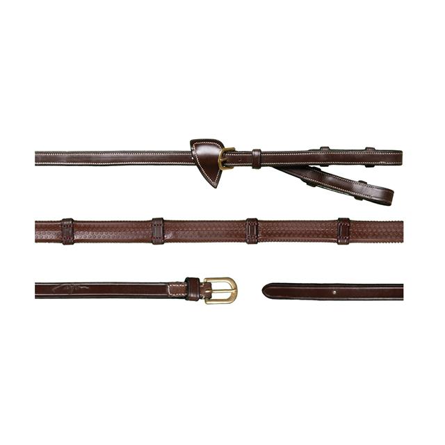 Reins D Collection by Dy'on Pelham 1/2 Rubber With Stops Brown