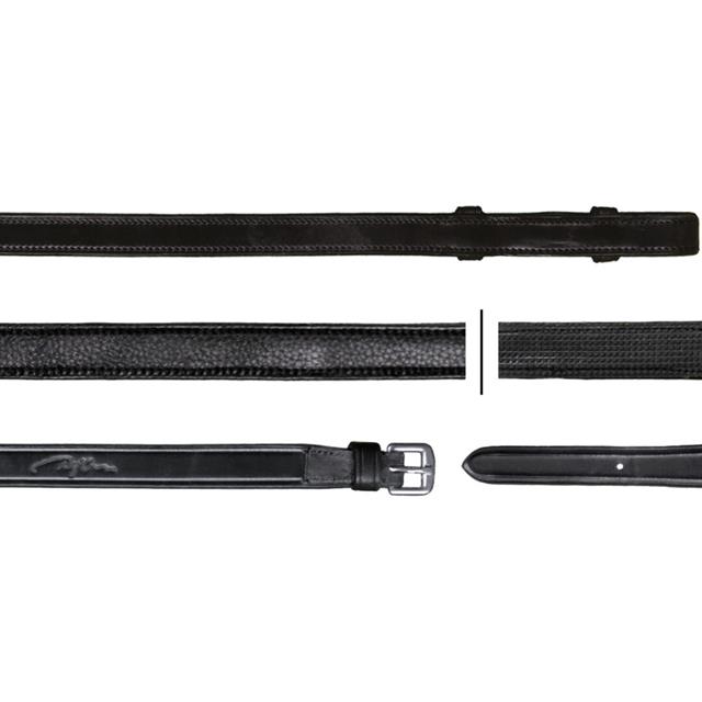 Reins Dy'on Rubber 5/8 Hunter Dressage Collection Black