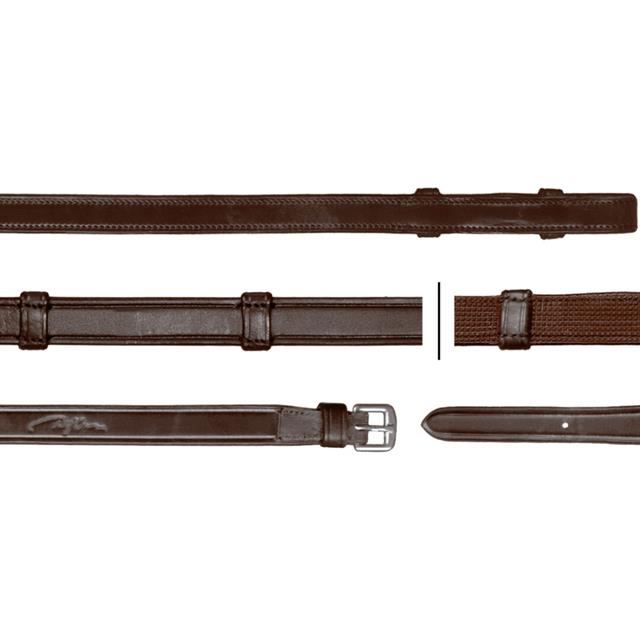 Reins Dy'on Rubber 5/8 Hunter With Stops Dressage Collection Brown