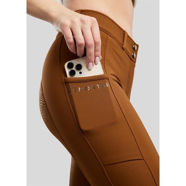 Riding Breeches Montar Yati Phone Pockets Full Grip MOMegan Brown