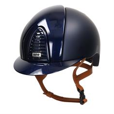 Riding Helmet KEP Italia Cromo 2.0 Textile Polish Blue Beige Chinstrap Dark Blue