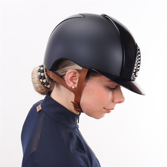 Riding Helmet KEP Italia Cromo 2.0 Textile Polish Blue Beige Chinstrap Dark Blue