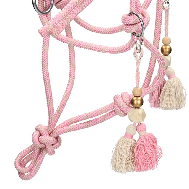 Rope Halter And Lead Rope Free Horse FHFanna Pink-Beige