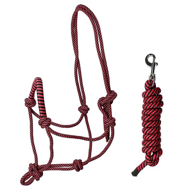 Rope Halter with Lead Rope QHP Colour Dark Pink