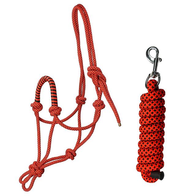Rope Halter with Lead Rope QHP Colour Red
