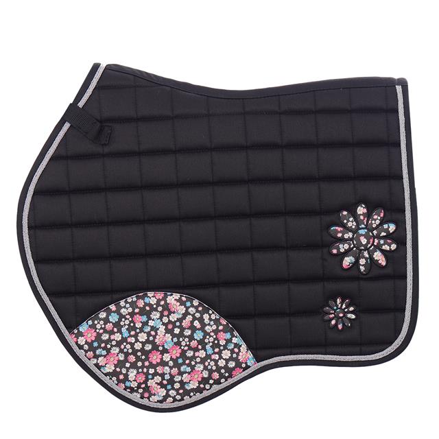 Saddle Pad Equestrian Flowers Epplejeck Black