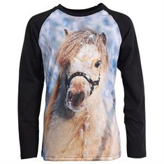 Shirt Red Horse Pixel Kids Black