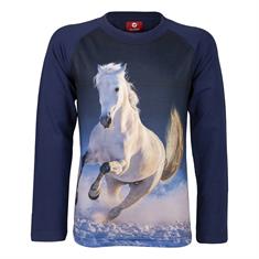Shirt Red Horse Pixel Kids Dark Blue