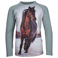 Shirt Red Horse Pixel Kids Grey