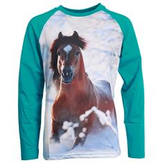 Shirt Red Horse Pixel Kids Light Blue