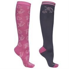 Socks QHP Didy 2-Pack Kids Pink-Dark Grey