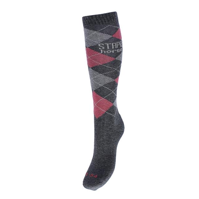 Socks Stapp Horse Argyle Dark Grey-Pink