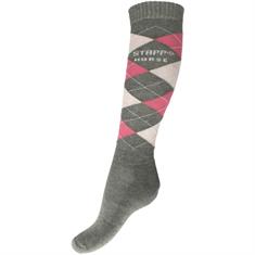 Socks Stapp Horse Argyle Lurex Dark Grey-Pink
