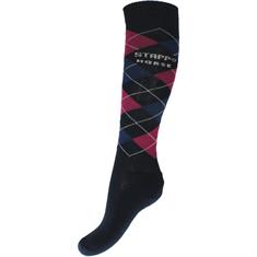 Socks Stapp Horse Check Dark Blue-Pink