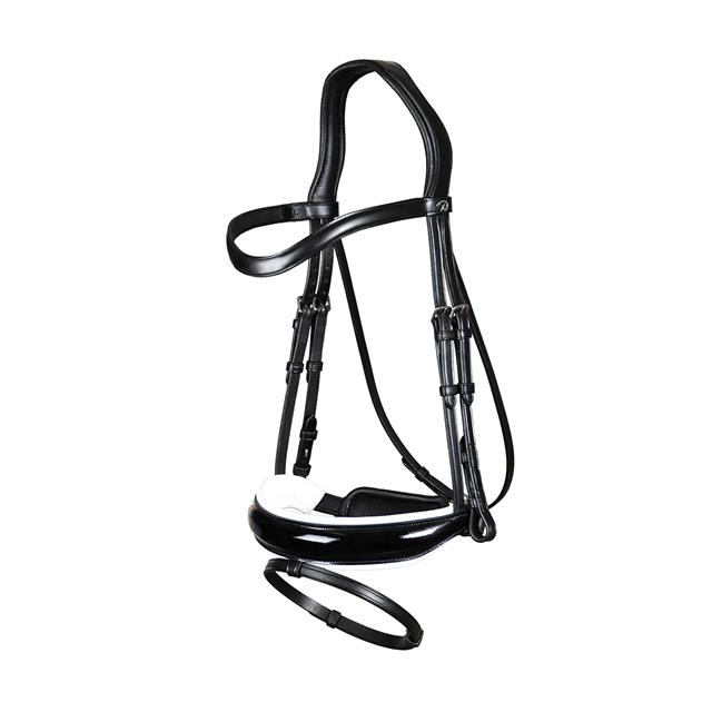 Trense Patent Large Crank White Padding Dressage Collection by Dy'on Black