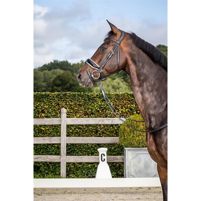Trense Patent Large Crank White Padding Dressage Collection by Dy'on Black
